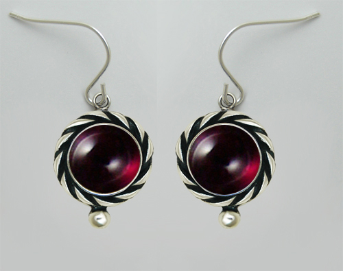 Sterling Silver Garnet Gemstone Drop Dangle Earrings